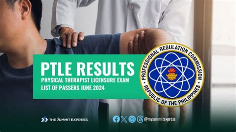 PTLE PASSERS: June 2024 Physical Therapist board exam results.